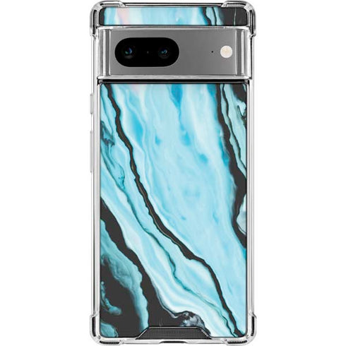Aqua Blue Marble Ink Google Pixel 8 Clear Case